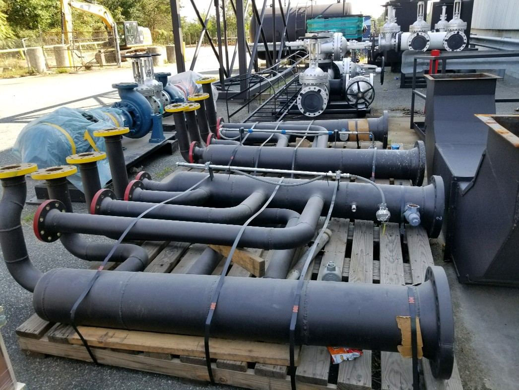 Large-bore pipe and valves